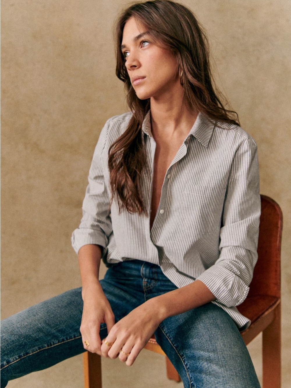 NWT Sézane Striped Button-Down Shirt